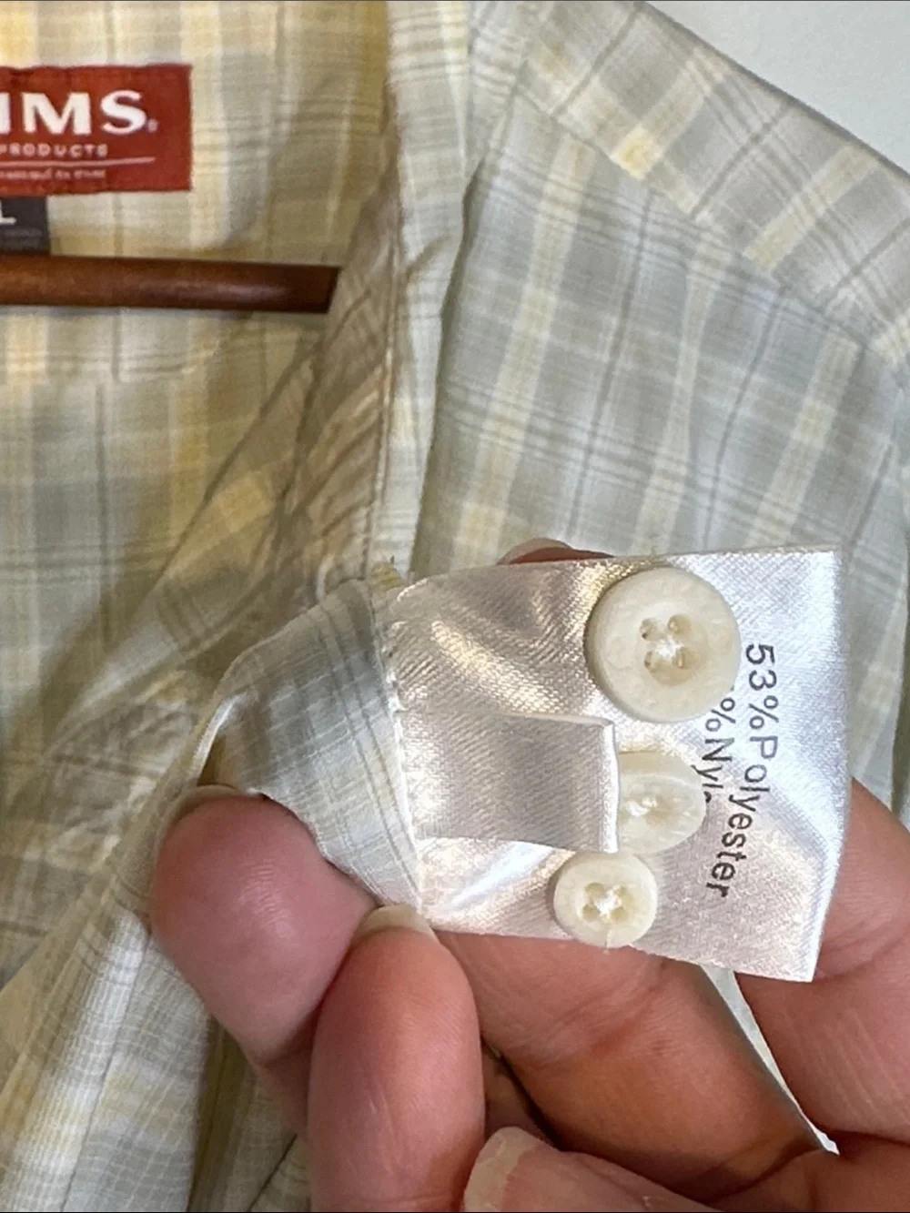 Simms Men's Light Plaid Button-Down Shirt in Cream and Light Gray